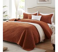 LEAONME Parure de lit 3 pièces, couvre-lit léger pour très grand lit, orange brûlé et rouille, 249,8 x 269,2 cm, couette d'été en microfibre douce, luxueuse et chaude pour toutes les saisons (comprend