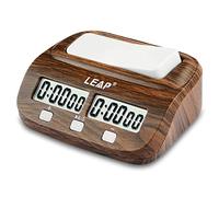 LEAP Horloge d'échecs avec fonctions de compte à rebours, d'alarme bonus et de délai pour les échecs et les jeux de société à 2 joueurs - Aspect classique en bois grainé