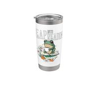 Leap In Reading Cute Frog Bookworm Love To Read Gobelet isotherme en acier inoxydable double paroi