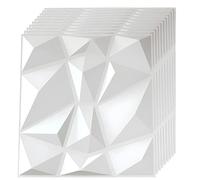 LeapBeast Lot de 12 Panneaux Muraux Texturés 3D,Dalles Murales Décoratives Salon,pour décoration murale intérieure en blanc, décoration murale en PVC