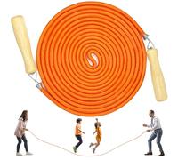 LeapBeast Saut Corde Groupes, Saut Corde Multijoueur, Meilleure équipe Longueur Corde Sauter avec Manche Bois pour Sport Scolaire L'activité 5 Mètres -7 Mètres -10 Mètres (B Mod. - Orange, 5M)