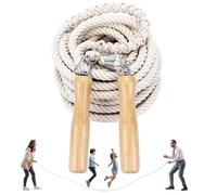 LeapBeast Saut Corde Groupes, Saut Corde Multijoueur, Meilleure équipe Longueur Corde Sauter avec Manche Bois pour Sport Scolaire L'activité 5 Mètres -7 Mètres -10 Mètres (A Mod. - Beige, 7M)