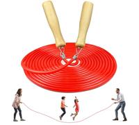 LeapBeast Saut Corde Groupes, Saut Corde Multijoueur, Meilleure équipe Longueur Corde Sauter avec Manche Bois pour Sport Scolaire L'activité 5 Mètres -7 Mètres -10 Mètres (C Mod. - Rouge, 10M)