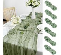 LeapBeast Table en étamine Vert,Chemin de Table en Mousseline,Chemin de Table en Gaze,90 x 300cm en Tissu de Gaze Rustique, pour fête de Mariage Douche Nuptiale décorations de Table (Vert 6 pièce)