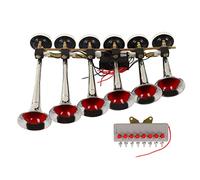 Leapiture 6 Trumpet Air Horn Kit de remplacement pour Camions, Bus, Bateaux DC 12 V 24 V 160 dB Kit de klaxon à air électrique Super Loud Kit de klaxons de train Compresseur d'air