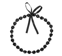 Leapiture Collier de noix de kukui Collier de lei de remise de diplôme hawaïen Collier de fête polynésien Bijoux de noix de kukui pour remise de diplôme (Noir)