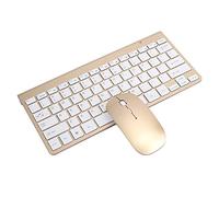 Leapiture Ensemble Clavier Souris, 2.4G sans Fil Muet Clavier Souris Combo Ultra Fin Mini Clavier Ergonomique Ensemble Souris pour la Maison Et Le Bureau(doré)