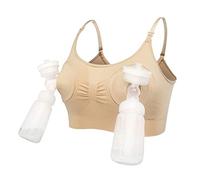 LEAPOVER Soutien-gorge sans mains pour l'allaitement, tire-lait pour seins, brassière d'allaitement maternité réglable.., beige, M