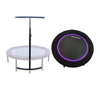 LEAPS & REBOUNDS Barre de stabilité réglable de 101,6 cm avec mini trampoline de fitness de 101,6 cm et rebond de gym à domicile pour exercices cardio, violet