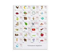 Learn Vietnamese Poster Language Chart Educational Letters Vintage Decor for Classroom Office Wall (Framed,08x12inch(20x30cm))