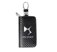 LEARNE Coque De Protection De Clé De Voiture en Cuir Sac étui à Clé De Voiture en Fiber De Carbone Porte-Clés De Voiture pour Citroen DS Spirit DS3 DS4 DS4S DS5 DS 5LS DS6 DS7,C