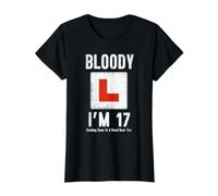 Learner Driver 17th Birthday Im 17 Today Leessons de Conduite T-Shirt Graphique avec Valeur, Femme, Noir, S