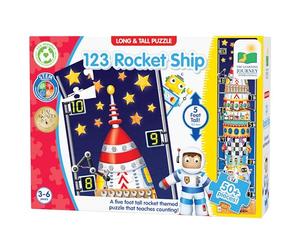 Learning Journey The Long And Tall Floor Puzzle 123 Rocketship, Bleu, Gris