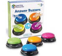 Learning Resources Buzzers pour Enfants - 4 Buzzers Style Jeu Télévisé avec 4 Sons Préenregistrés, Idéal pour Activités en Classe ou à la Maison, Jeux de Société Éducatif pour Enfants de 3 4 5+