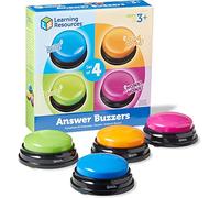 Learning Resources Buzzers pour Enfants - 4 Buzzers Style Jeu Télévisé avec 4 Sons Préenregistrés, Idéal pour Activités en Classe ou à la Maison, Jeux de Société Éducatif pour Enfants de 3 4 5+