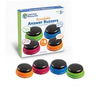 Learning Resources Buzzers enregistrables (Jeu de 4), 4 Sons préprogrammée différents, Buzzer pour Jeux de Questions, Buzzer sonore pour Les Jeux en t À La Maison, 3+