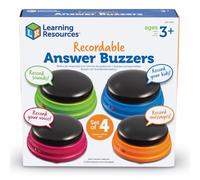 Learning Resources Buzzers Enregistrables, Lot de 4, 3 Ans+, Quiz Éducatifs | Dynamisez les quizzes et les activités en groupe grâce aux buzzers qui encouragent la participation, l'écoute et les échanges