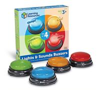 Learning Resources Buzzers Sonores et Lumineux, Quiz & Blind Test, Lot de 4 | Ajoutez l'énergie à chaque quiz en groupe grâce à des buzzers qui stimulent la participation, l'écoute et les réflexes