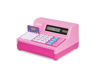 Learning Resources Caisse Enregistreuse Éducative Rose avec Calculatrice Solaire - Jeu d’Imitation - Dès 3 Ans - Tiroir Fonctionnel + Carte Bancaire