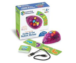 Learning Resources Code & Go Robot Souris Programmable Rechargeable, 4 Ans+ | Explorez la résolution de problèmes, la pensée critique et les bases du codage grâce à des défis STEM ludiques et concrets