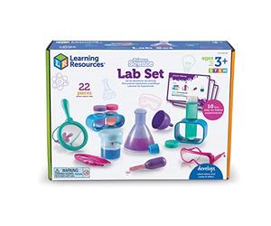 Learning Resources Coffret Laboratoire Scientifique Primaire Rose Kit 10 Expériences STEM Enfants Maternelle Dès 3 Ans Verrerie Loupe Entonnoir Pipette Découverte Motricité Fine