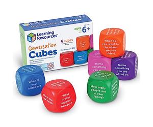 Learning Resources Dés de Conversation - 6 Cubes Mousse Souple - Jeu Expression Orale & Créativité - Dès 6 Ans - École & Famille