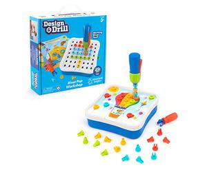 Learning Resources Design & Drill Atelier Rivet Pop, Malette Outils Enfant | Fixez les rivets poppants avec la pince enfant pour créer des mosaïques colorées & développer la coordination et la précision