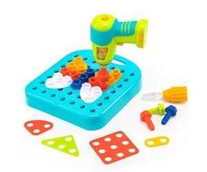 Learning Resources Design & Drill, Jeu de Construction Enfant, 73 Pièces | Créez les créations colorées avec une perceuse enfant et développez la motricité fine, la logique et la créativité en jouant
