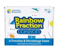 Learning Resources Dominos de Fractions Arc-en-Ciel, Domino Enfant 6+ | Reliez les dominos pour comparer les fractions, visualiser les équivalences et progresser facilement en calcul mental