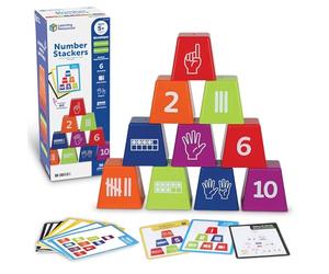 Learning Resources Empileurs de Nombres - Jeu Éducatif Mathématiques 5 Ans et Plus, Empiler, Compter et Reconnaître Les Nombres - 10 Gobelets et 20 Cartes d’Activités
