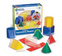 Learning Resources - Formes Géométriques Pliables - 16 Solides 3D Transparente avec Bases Amovibles - Jouet Éducatif STEM pour Enfants et Classes