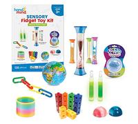 Learning Resources Kit de jouets sensoriels à manipuler pour enfants, objets et jouets pour réduire l’anxiété, bouteille sensorielle, mini bâtons luminescents, mousse Playfoam, chaîne à manipuler