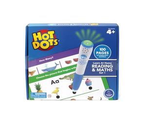Learning Resources Kit Hot Dots n°1 d’apprentissage à domicile - lecture et maths de Learning Resources, Apprentissage interactif de la lecture et des maths de maternelle, 100 pages, à partir de 4 ans