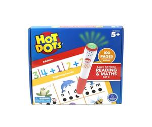 Learning Resources Kit Hot Dots n°2 d’apprentissage à domicile - lecture et maths de Learning Resources, Apprentissage interactif de la lecture et des maths de maternelle, 100 pages, à partir de 5 ans