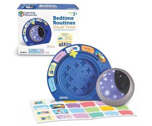 Learning Resources Minuteur Visuel des Routines du Soir, dès 3 Ans, minuteur en Forme de Lune avec lumière de Nuit et Autocollants