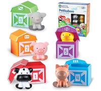 Learning Resources Peekaboo Learning Farm Jouet éducatif Animaux de la Ferme dès 18 Mois, Jeu d’Imitation Cache-Cache, motricité Fine et Apprentissage des Couleurs