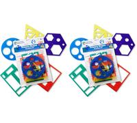 Learning Resources Primary Shapes Template Set, gabarits formes géométriques pour enfants 4-8 ans, modèles cercle carré rectangle triangle hexagone, kit géométrie dessin éducatif (Lot de 2)