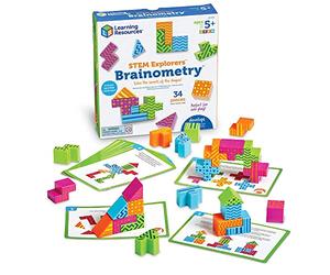 Learning Resources STEM Explorers Brainometry, Jeu de Logique, dès 5 Ans | Résolvez des défis en 2D et 3D pour développer la logique, le raisonnement spatial et la géométrie tout en explorant les STEM