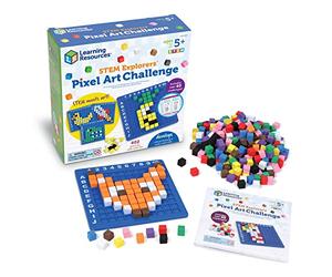 Learning Resources STEM Explorers Pixel Art Challenge, Jeu Artistique, 5+ | Reproduisez les motifs pixel par pixel, suivez les séquences et développez la logique ainsi que le raisonnement mathématique
