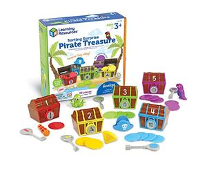 Learning Resources Trésor de Pirate Surprise, Jouet de Tri Dès 3 Ans | Déverrouillez chaque coffre avec la bonne t transformez l'apprentissage des formes en véritable chasse au trésor