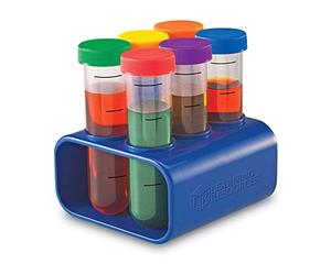 Learning Resources Tubes à essai géants pour la Science Primaire (Lot de 6) avec Support, Tubes, Science pour Enfants, Set de Chimie pour Enfants, à partir de 3 Ans