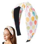LearnLyrics Bandeau de Pâques noué pour cheveux | Bandeau de Pâques avec imprimé œuf de lapin, bandeau pour femme, accessoires pour cheveux de printemps