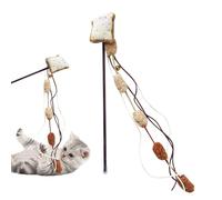 LearnLyrics Canne à pêche pour Chat - Cloche engageante, Jouet Mignon de Style Alimentaire pour Animaux de Compagnie | Attrapeur de Cordes Douces avec Fonction sonore, Article d'entraînement