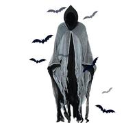 LearnLyrics Cape d'Halloween effrayante, unisexe, avec capuche pour adulte, en lin pour thème, Halloween et activités de rôle
