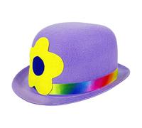 LearnLyrics Chapeau de cirque | Chapeau de clown à motif floral avec couronne plate, accessoire pour spectacles, extérieur, cosplay et carnaval