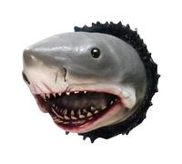 LearnLyrics Décoration de tête de requin, statue murale en forme de tête de requin, grande tête de requin en résine, décoration murale créative de tête de requin pour salon, décoration de tête de requ