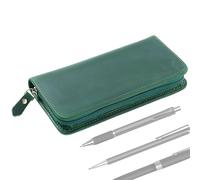 LearnLyrics en Cuir pour stylos - Organiseur Vintage avec 3 Fentes - Rangement pour stylos à Plume | pour Travail, école, Art, Dessin, Croquis, Voyage et Maison, Vert, Voir la Description, Voir