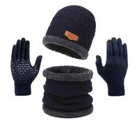 LearnLyrics Ensemble bonnet, écharpe, gants d'hiver | Ensemble bonnet écharpe et gants, ensemble bonnet, écharpe, gants, accessoires d'hiver pour homme et femme, bleu, Refer to description