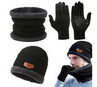 LearnLyrics Ensemble bonnet, écharpe, gants d'hiver | Ensemble bonnet écharpe et gants, ensemble bonnet, écharpe, gants, accessoires d'hiver pour homme et femme, Noir , Refer to description