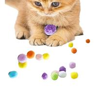 LearnLyrics Lot de 12 balles interactives pour chat - Balles à pompons portables pour chat - Jouet interactif pour chat